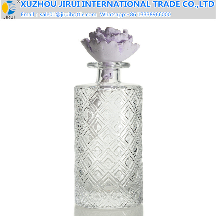 Round diamond pattern glass transparent vase aromatherapy bottle 120ml 230ml