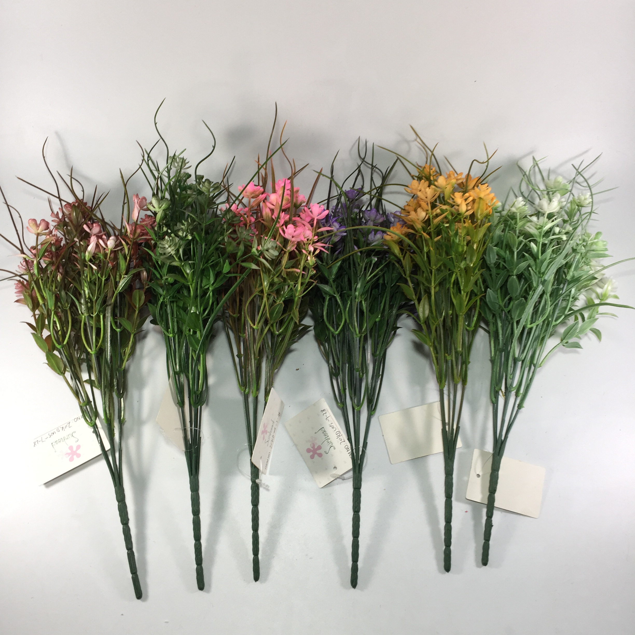 Plastic Camellia Bush X7 With Grass