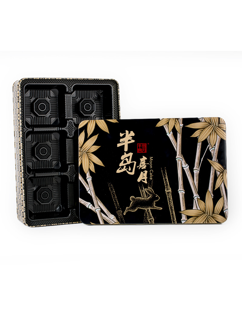 Factory customized tinplate packaging box rectangular 6pcs Mid-autumn moon cake tin box exquisite gift biscuit tin box