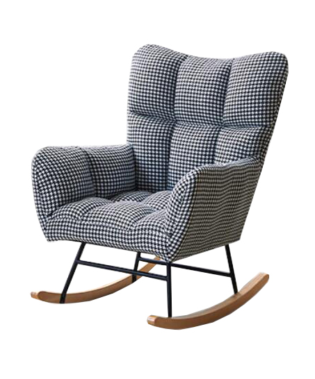 Hot selling glossy velvet seat iron tube powder coating lazy swing rocking chair