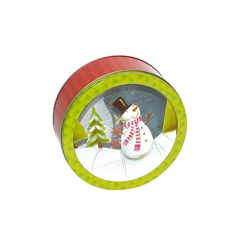 Custom printed merry christmas design decorative round gift cookie tin box for cookies