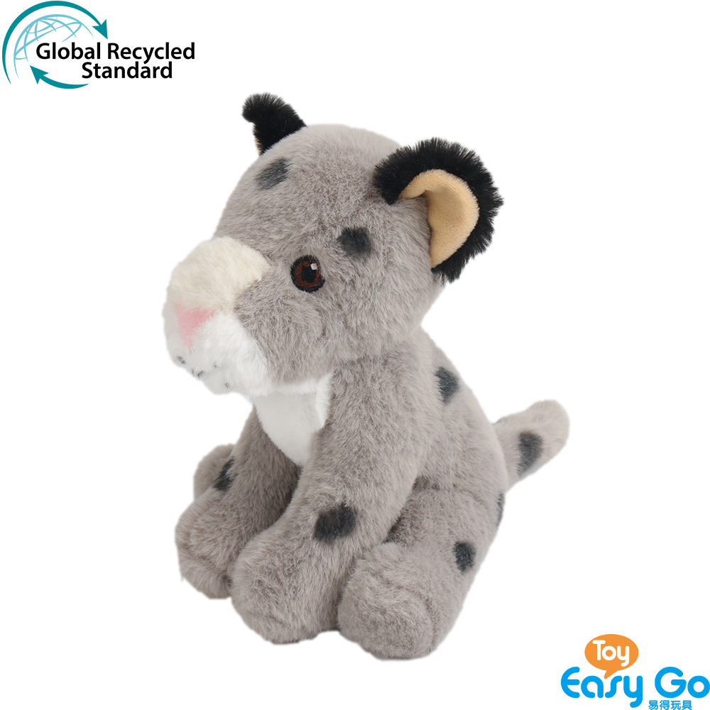 GRS ECO-friendly RPET 100% Recycled plush toy stuffed wild animals snow leopard