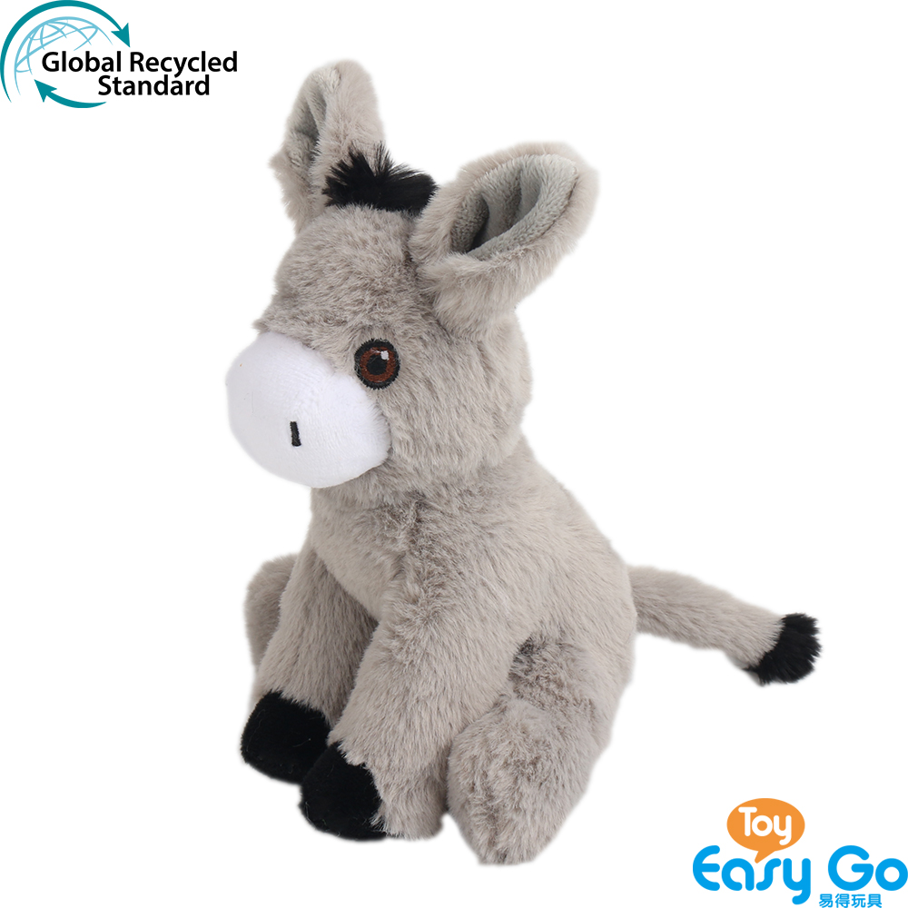 GRS ECO-friendly RPET 100% Recycled plush toy stuffed farm animals donkey made of plastic bottles