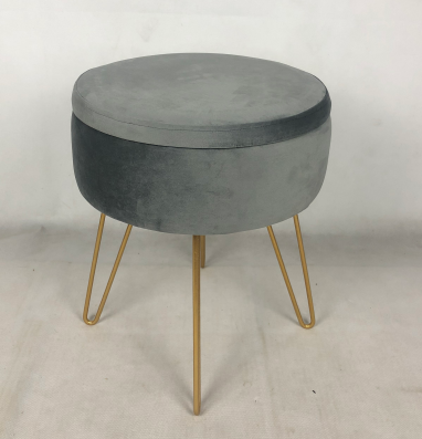 YR21032721 Zhengheshun furniture storage stool in velvet with iron legs