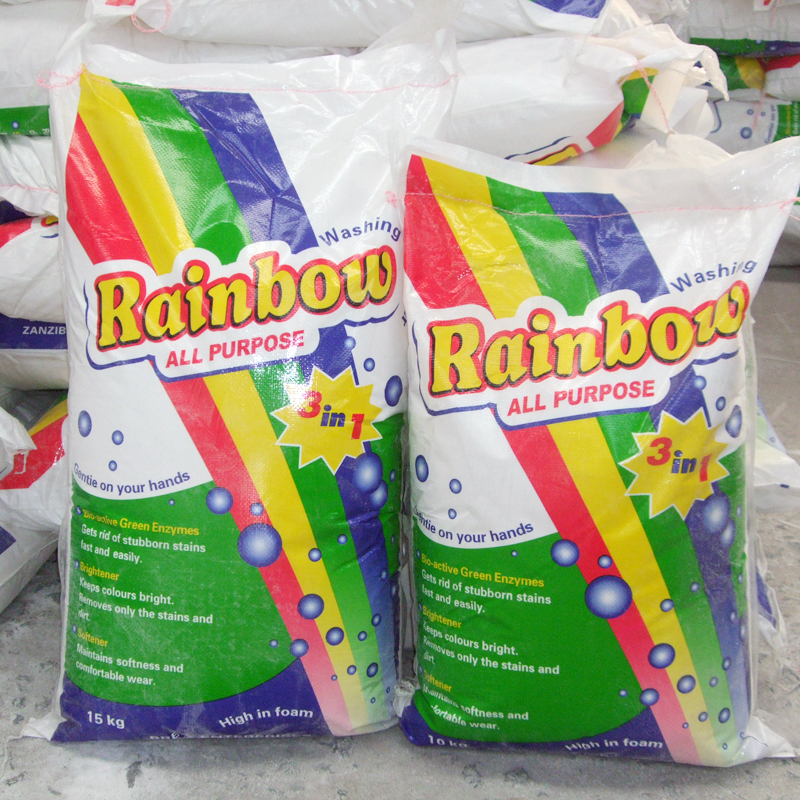 Strong perfume and high foam raindow washing powder