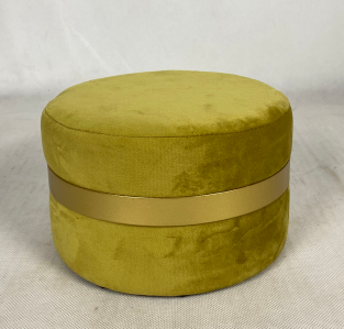 YR21032724 Zhengheshun Hotel&home furnitures round stool in velvet with golden ring