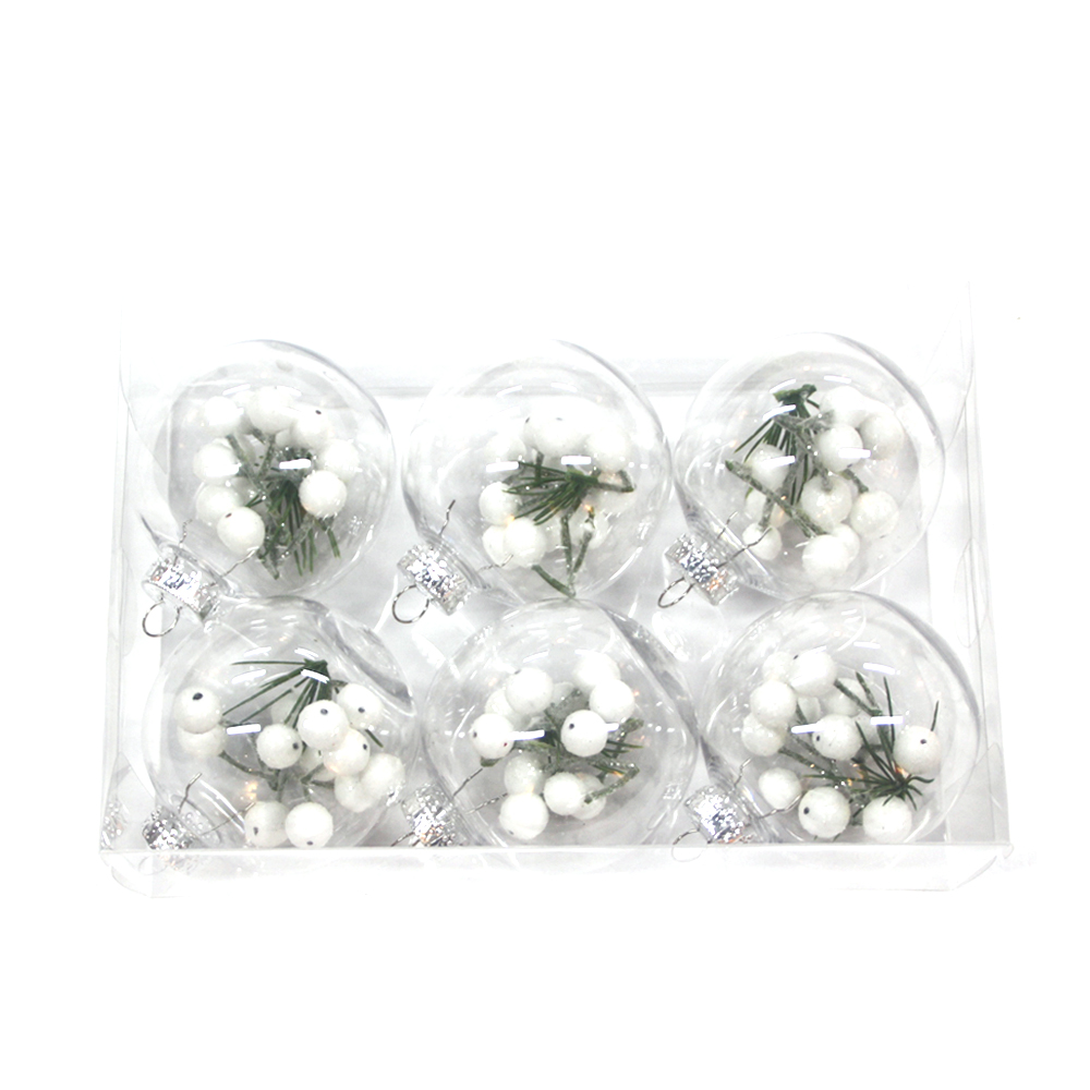 60mm transparent plastic Christmas hanging ball with ornaments