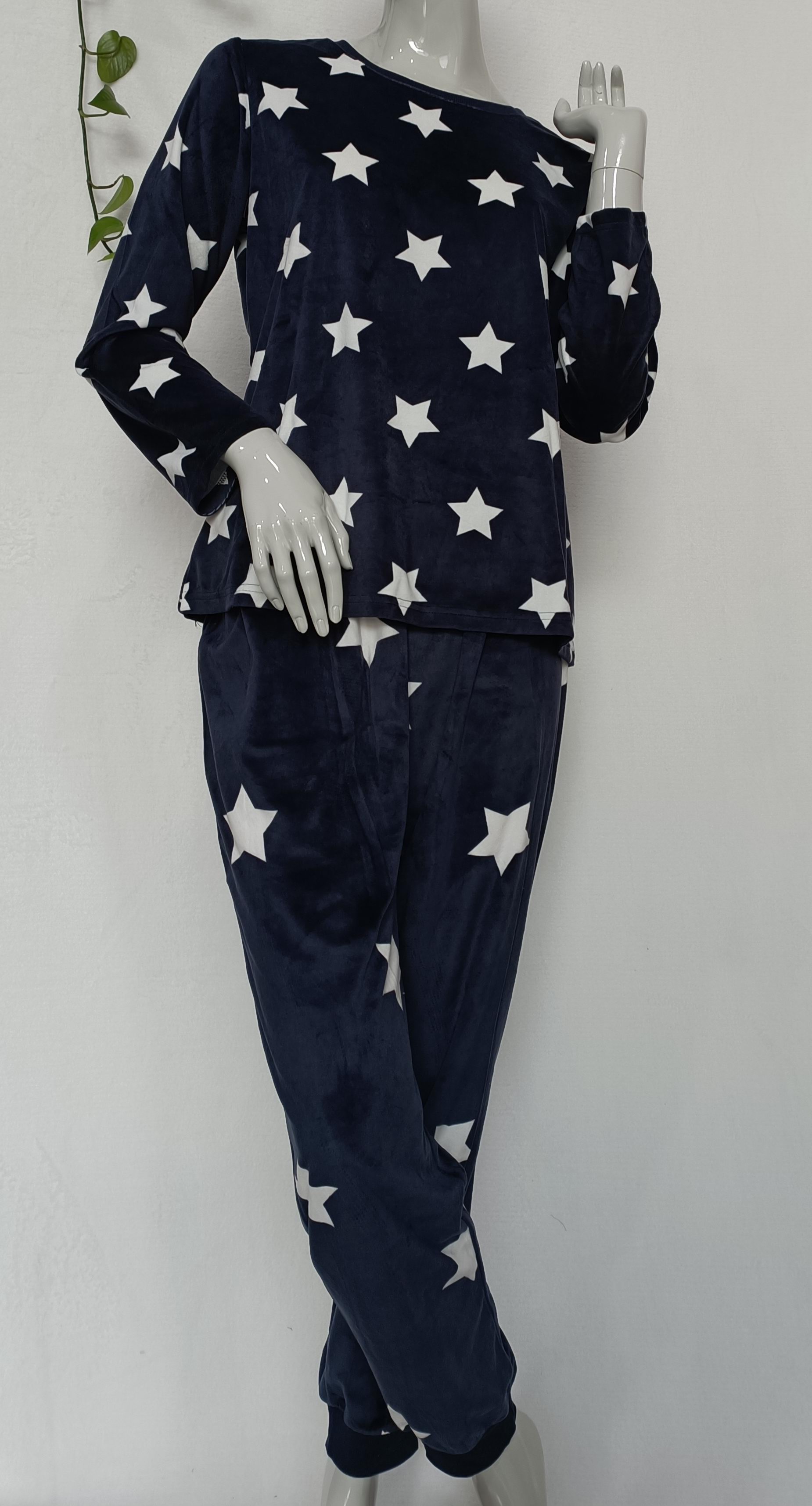 Ladies AOP start super soft velvet Pyjamas set