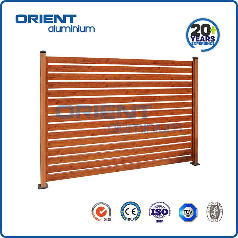 Customized size Aluminium slat fencing wood color DIY design