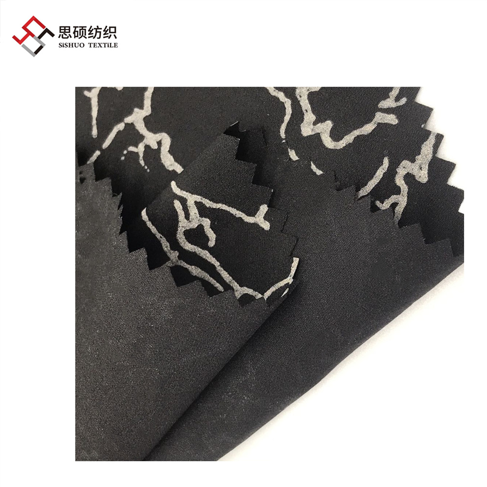 100D four way stretch colordul reflective lighting pattern printed fabric for fashion outdoor jacket