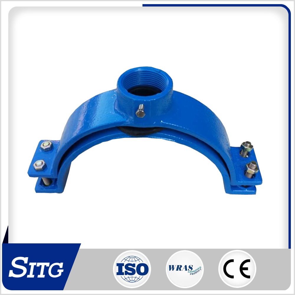 Ductile Iron Saddle Clamp With Threaded Outlet For Water Pipe