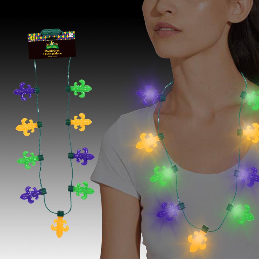 Neon Glo J31065 party item Mardi Gras LED Necklace