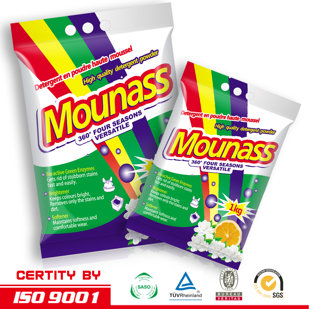 Strong perfume and high foam mounass detergent powder to africa