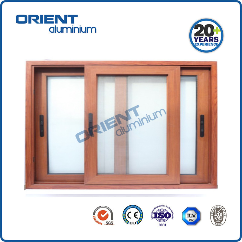 hot sell aluminium sliding window wood color