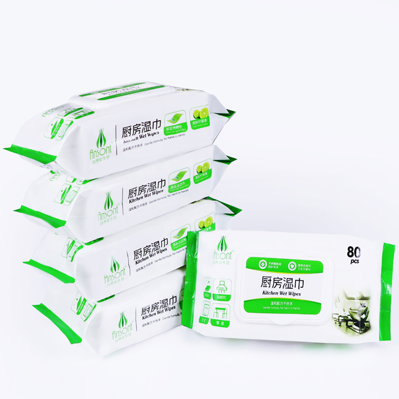 OEM disposable pearl non woven household oil stains remover kitchen wet wipes