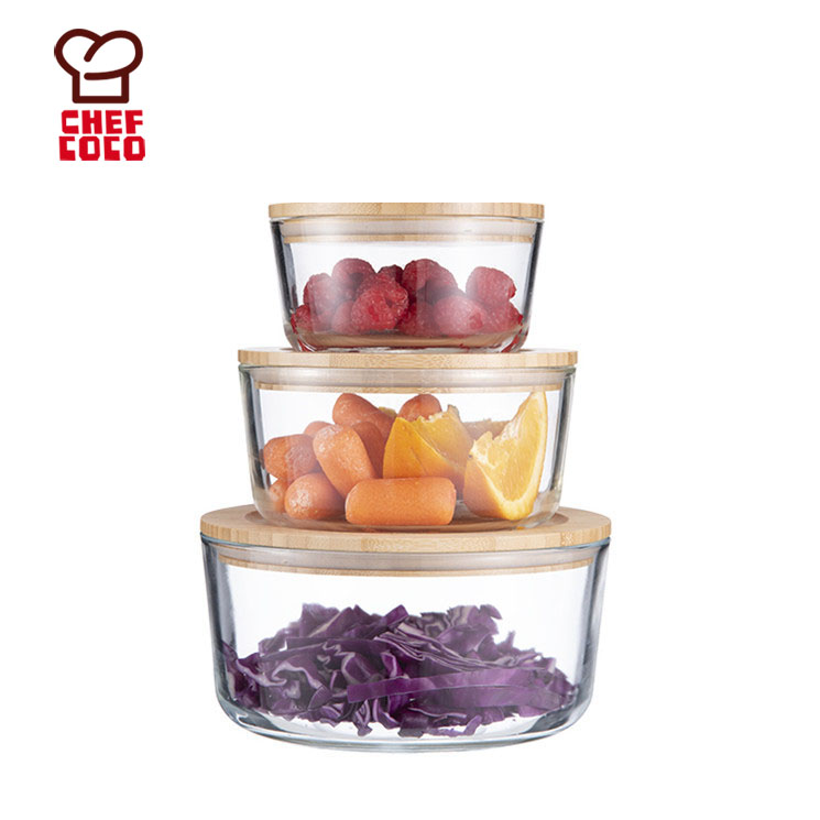 3pcs glass storage container