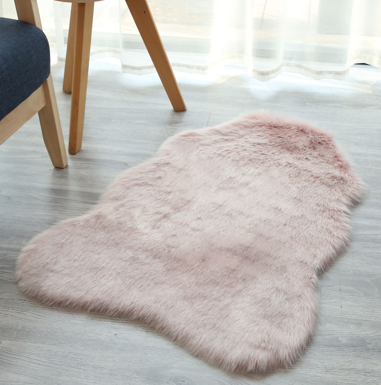 Luxury long pile fake animal fur mat faux fox flooring carpet 2*3ft pink tipped color imitation fur fox rug