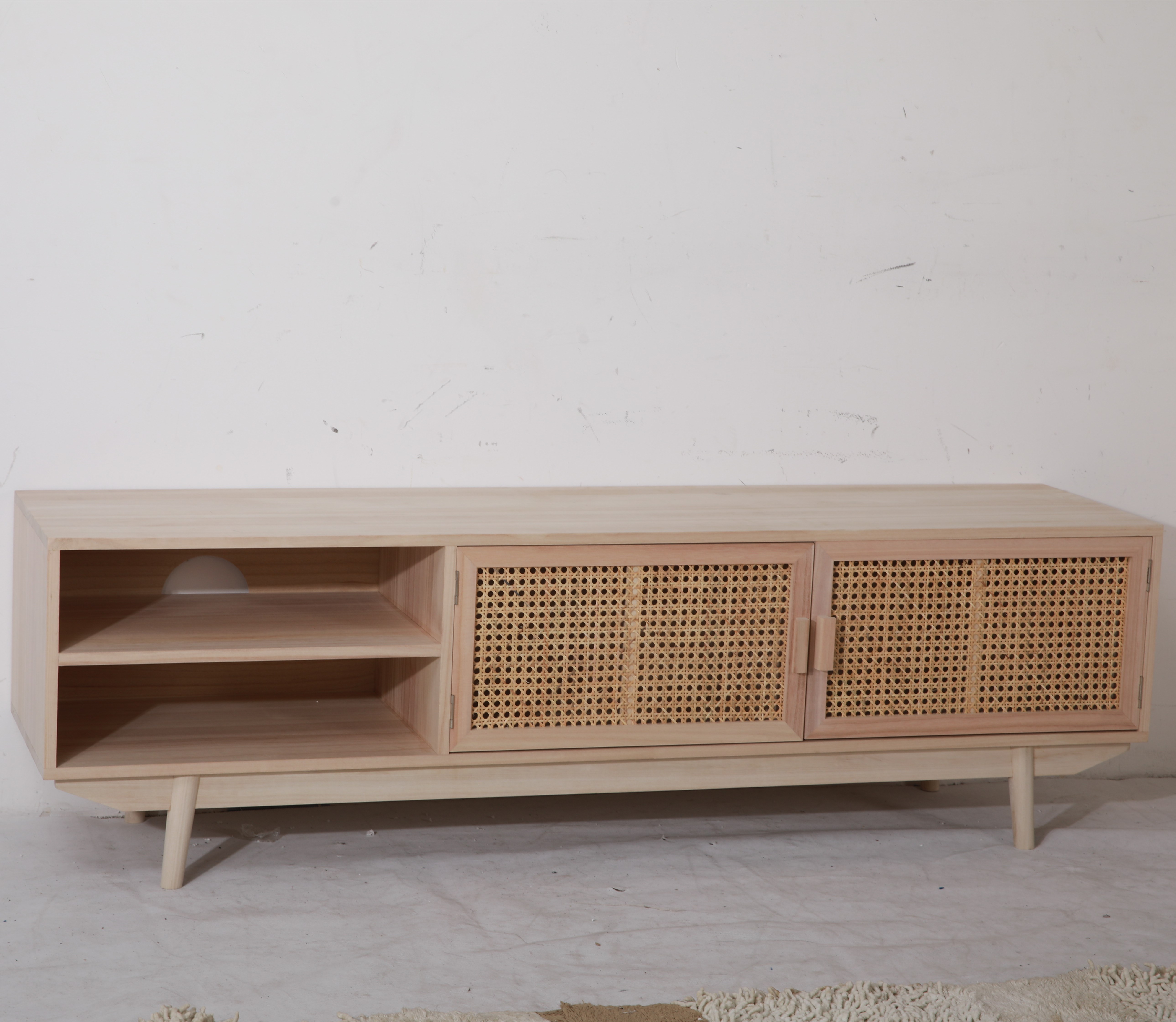 living room furniture wood rattan storage TV stand
