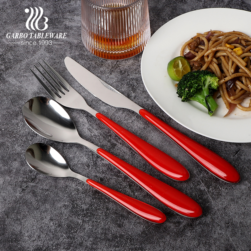 430/18-0 Mirror Polish Stainless Steel Flatware Set 24pcs cutlery with Plastic Handle