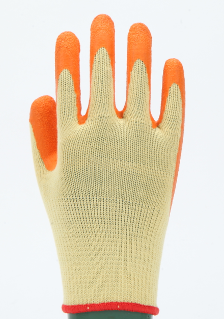 10G polycotton latex coated gloves With crinkle finish