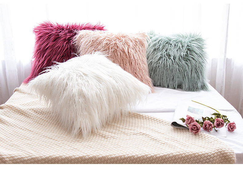 Nordic faux fur cushion and pillow cover hot sale pillow and cushion faux sheepskin pillows throw pillows 40*40cm, 45*45cm, 50*50cm or custmized