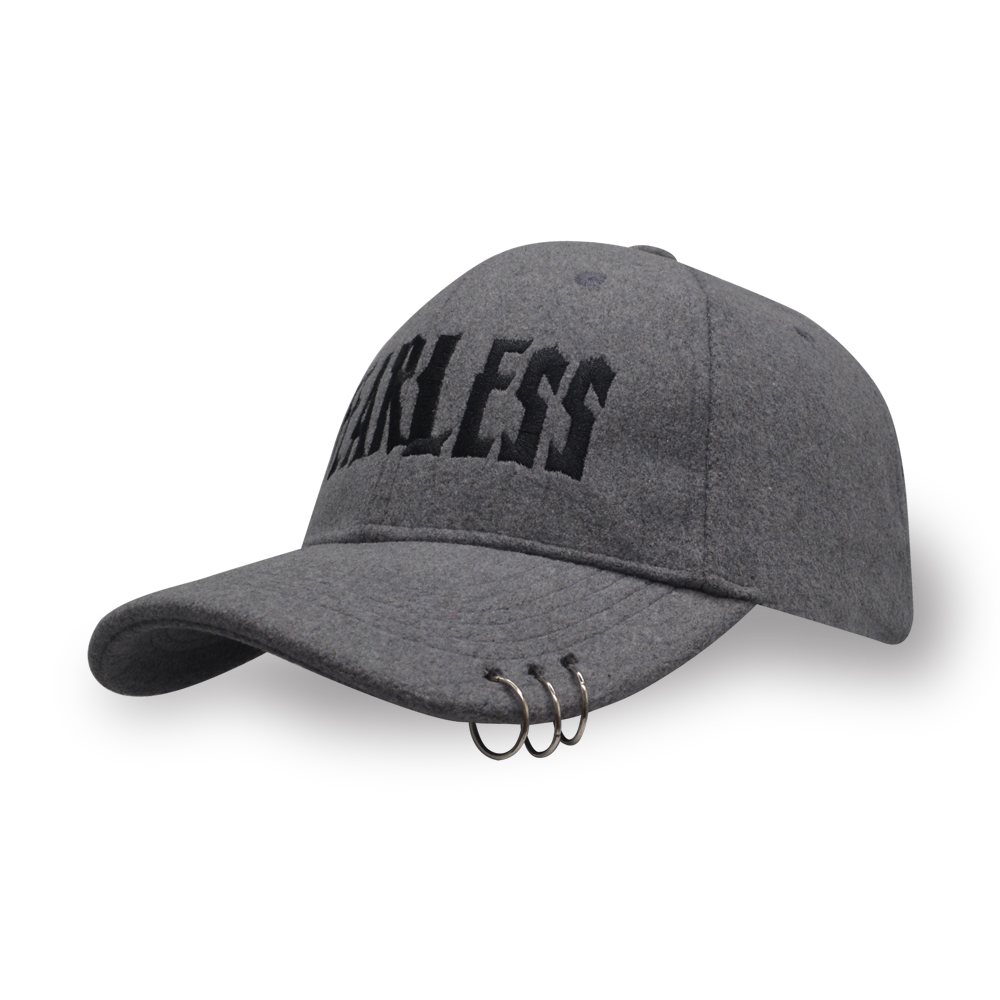 6 panel embroidery ring wool baseball cap