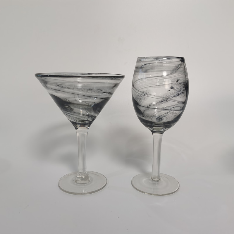 Handmade solid smoky grey wine glass/martini glass