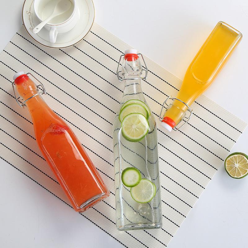 500 ml clip-on glass bottle for beverage