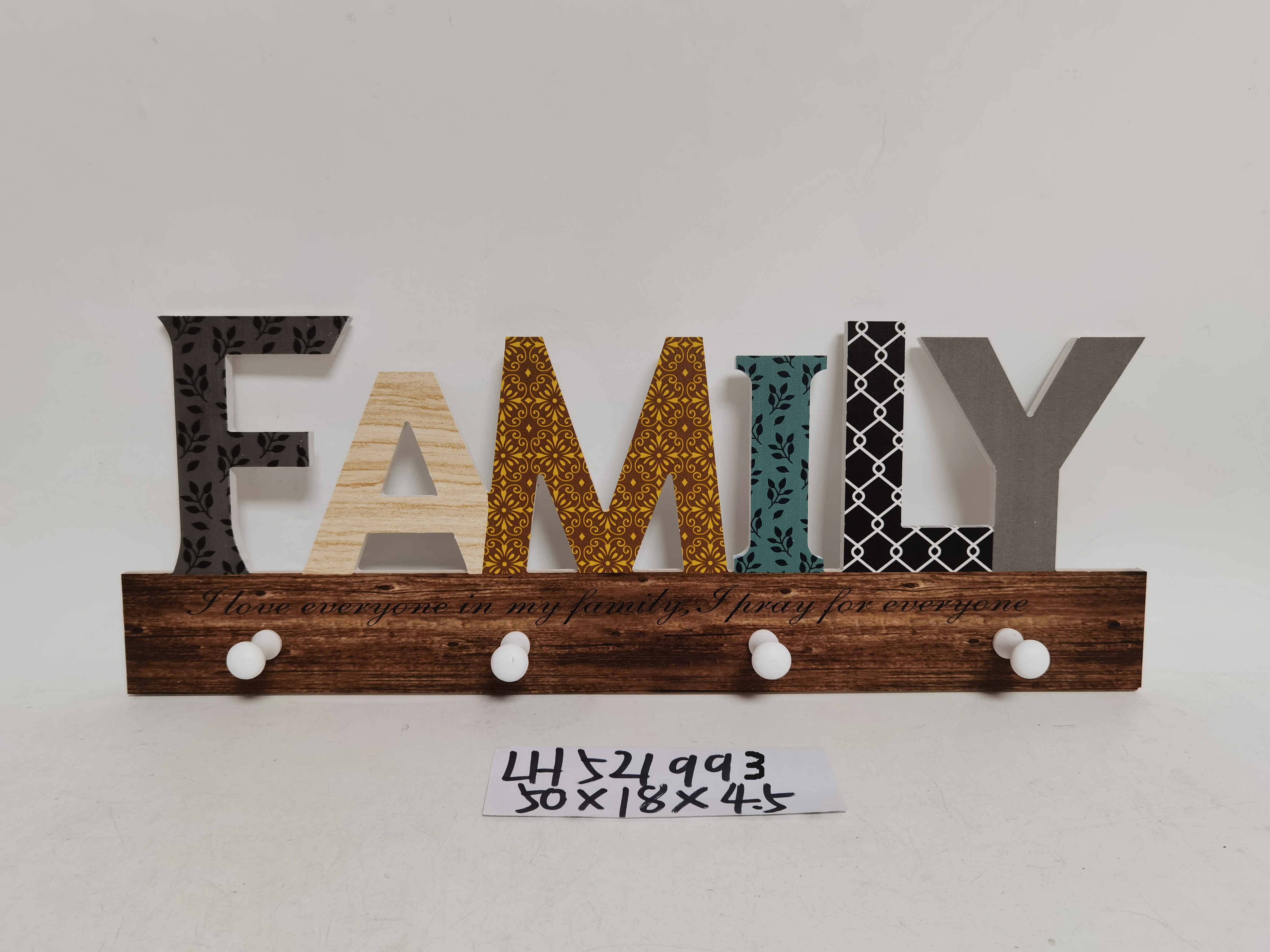 Wooden letter wall hanging hook