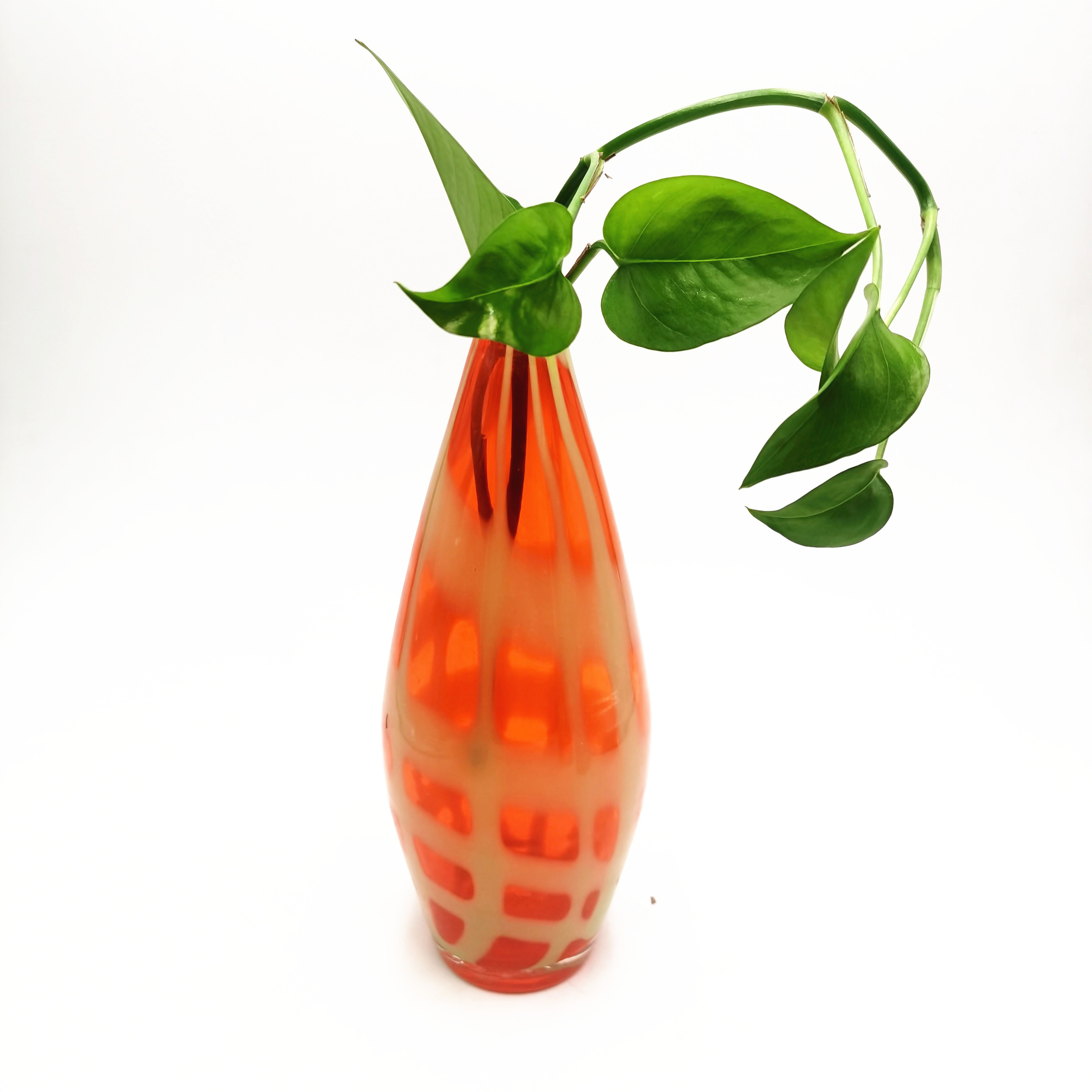 Luxury decorative orange colored glass vase for single flower
