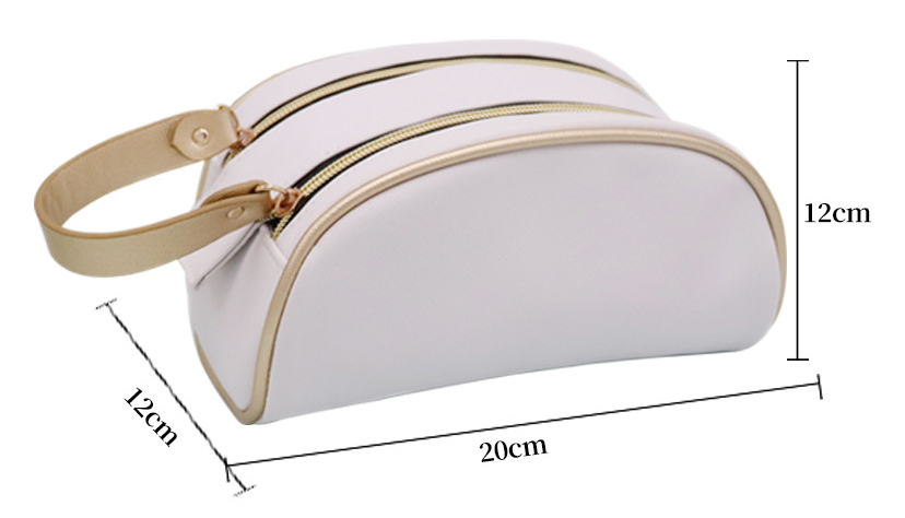 Customized PU square web celebrity women portable waterproof travel wash bag simple