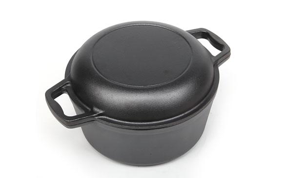 2 in 1 cast iron dutch oven with skillet lid