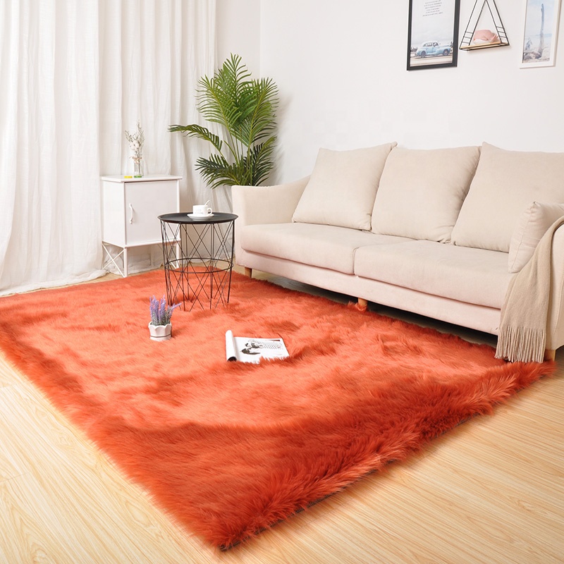 Mordern luxury Custom large size Faux sheepskin Fur carpet Shaggy Anti Slip artificial Fur Living room carpet