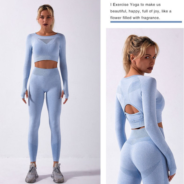 Seamless long-sleeved trousers suit Europe and America cross-border seamless self-cultivation sports fitness new yoga wear