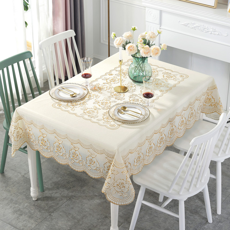 Vinyl PVC Rectangle Table Cloth With Backing Sheet 54x72 Inch- Easy Care Waterproof Oil-Proof Wipable Table Cover