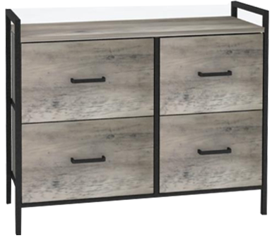 Wide Storage Dresser with 4 Fabric Drawers