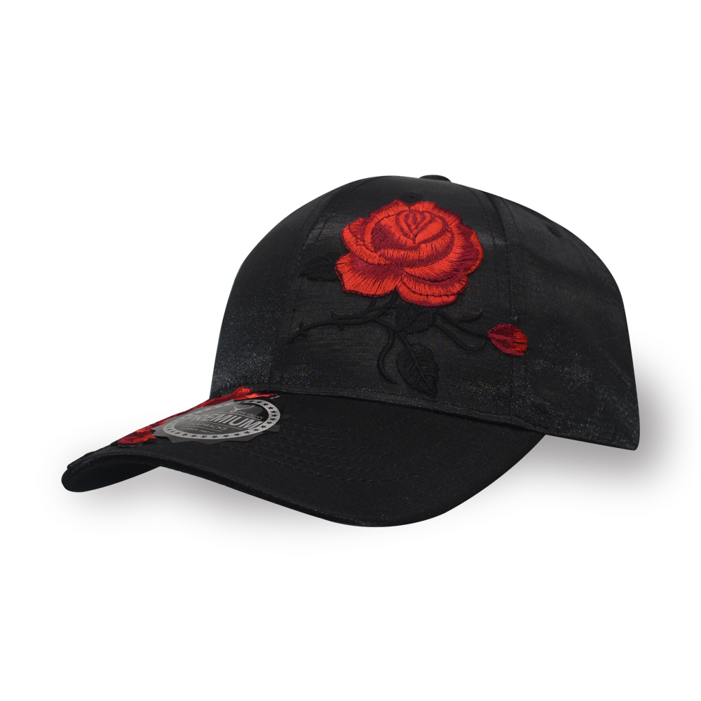 6 panel applique silk baseball cap