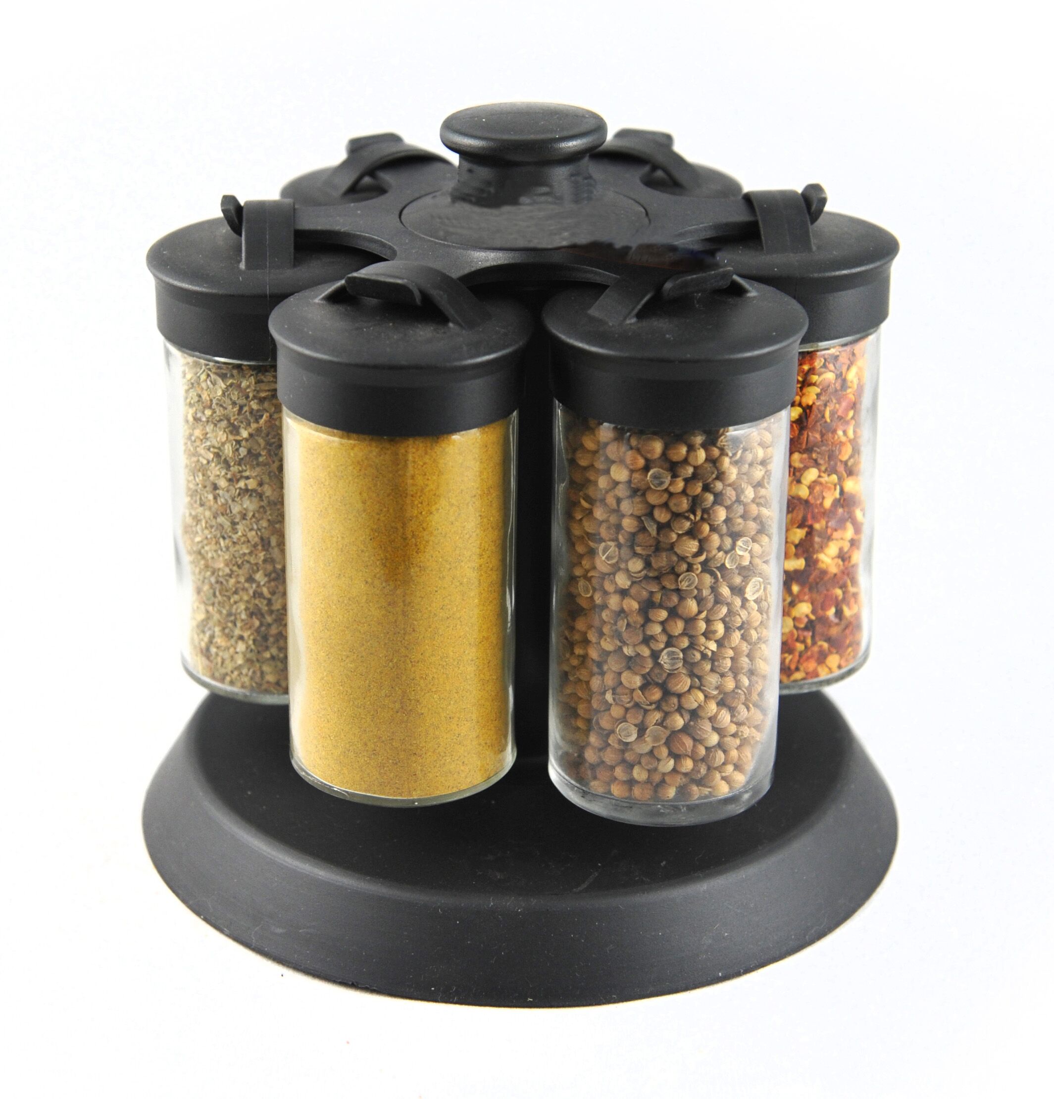 !6PCS,12PCS spice jar set with rotating plastic rack