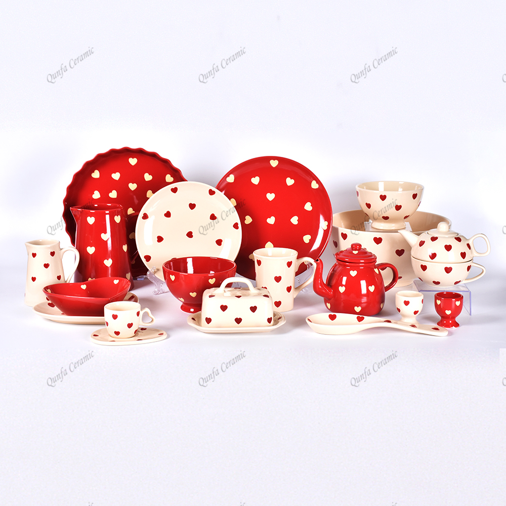 Valentine Hearts Series fancy hotel restaurant crockery Ceramic plates sets dinnerware tableware