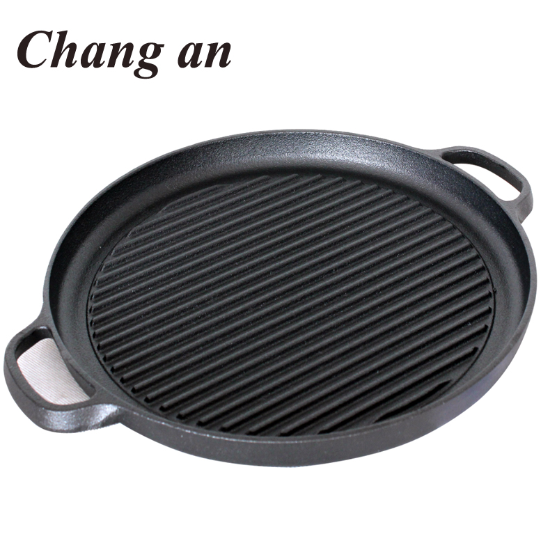 Cast Iron Round Grill Pan With Dual Handle