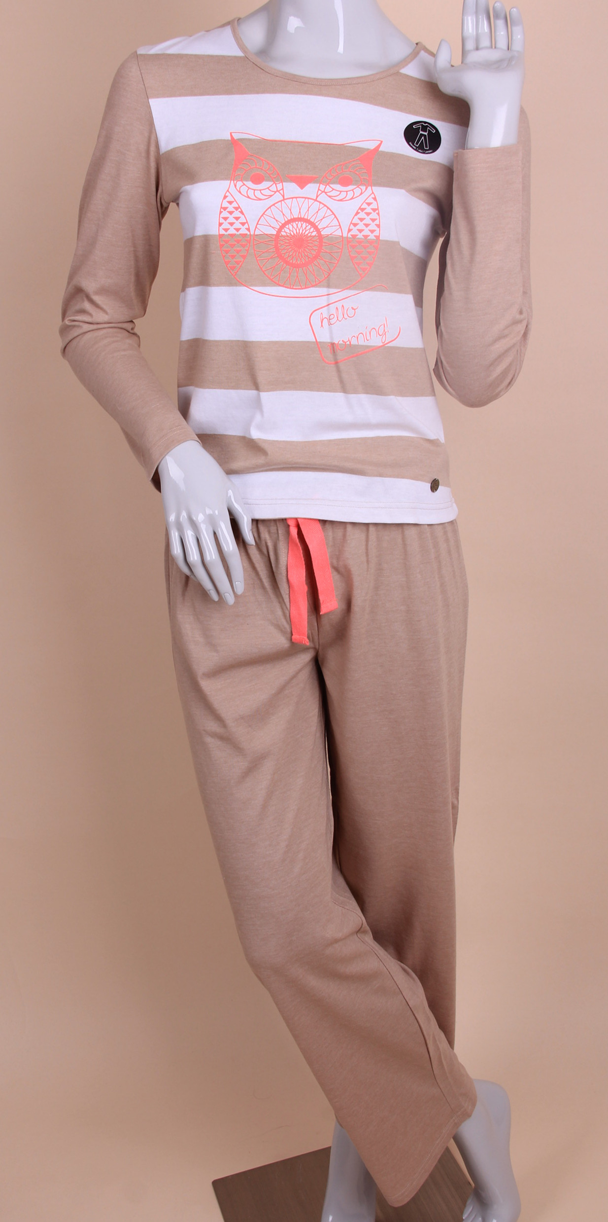 Ladies pajama in jersey with neon print