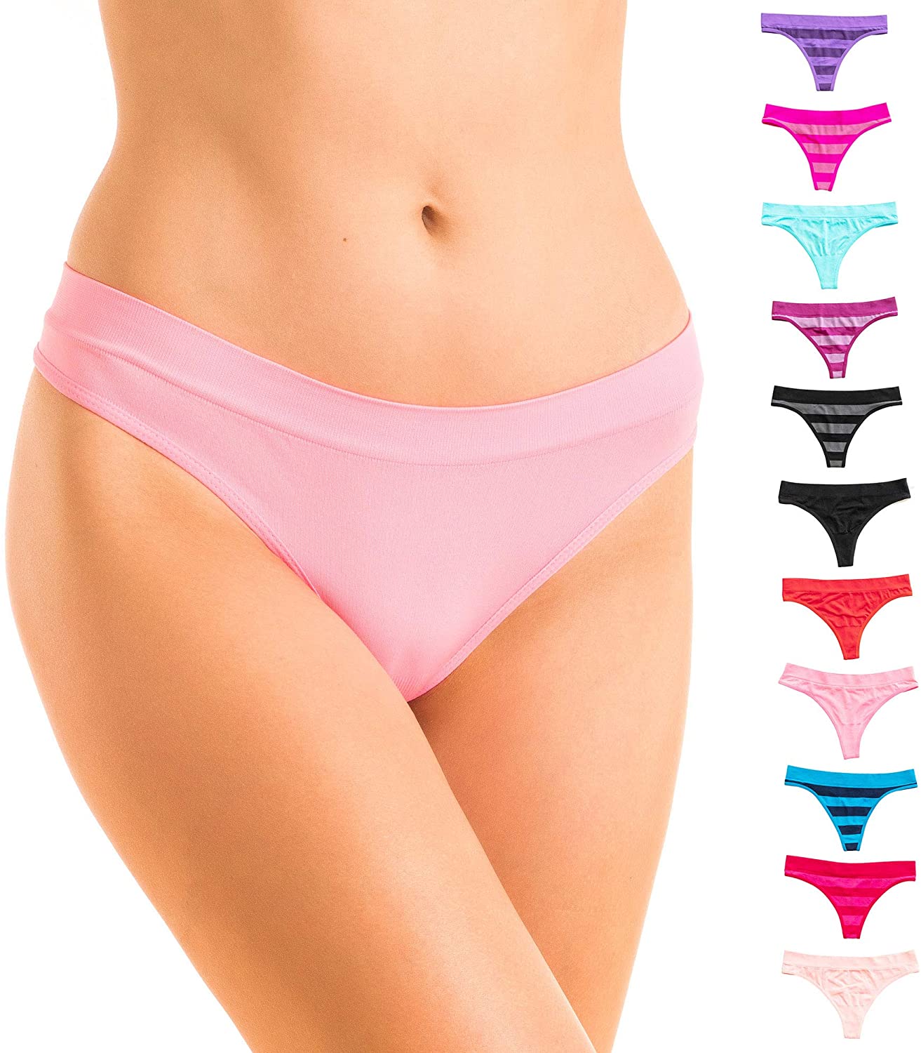 Women's Hipster Panties Seamless Low-Rise Cheekini Panty Soft Stretch Bikini Underwear