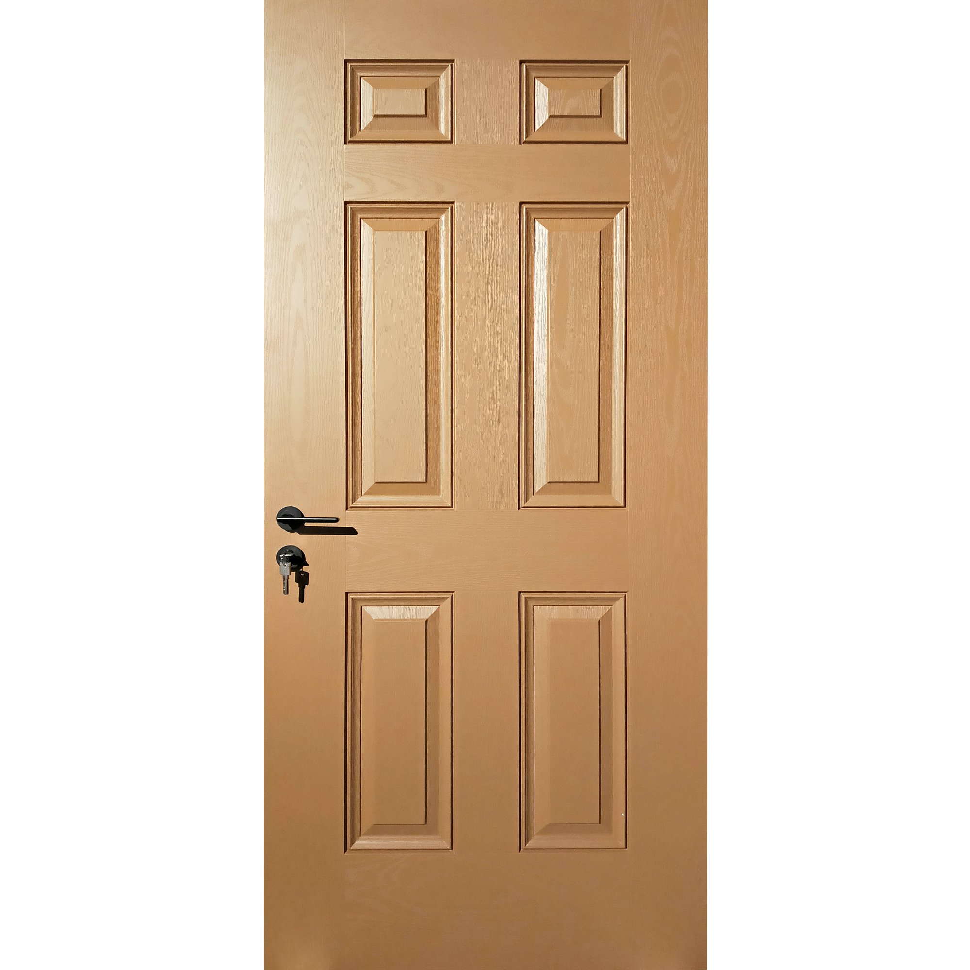 Solid Fiberglass Entrance Door with clear lacquer finishing for Apartment, hotel and Villa