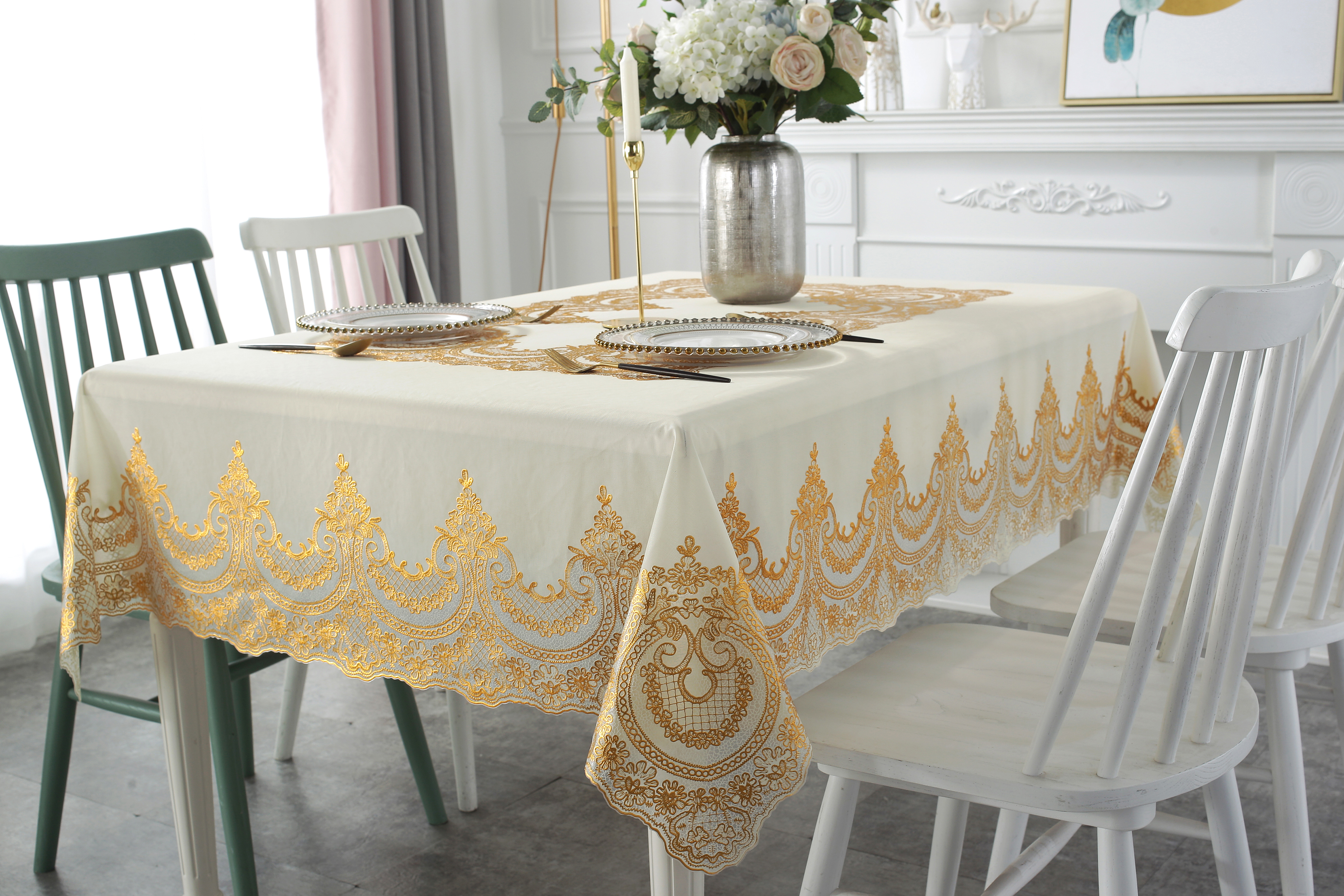 Easy Care Dinning Tablecloth Waterproof Oil-Proof Stain Proof Decoration Heavy Duty Rustic Plastic Tablecloth Reusable Wipable Table Cover-TEST