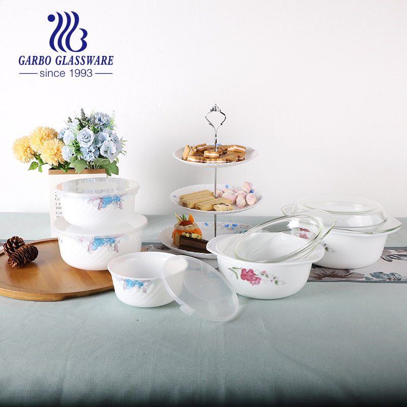 Wholesale customized 3 layers opal glass cake plate with stand