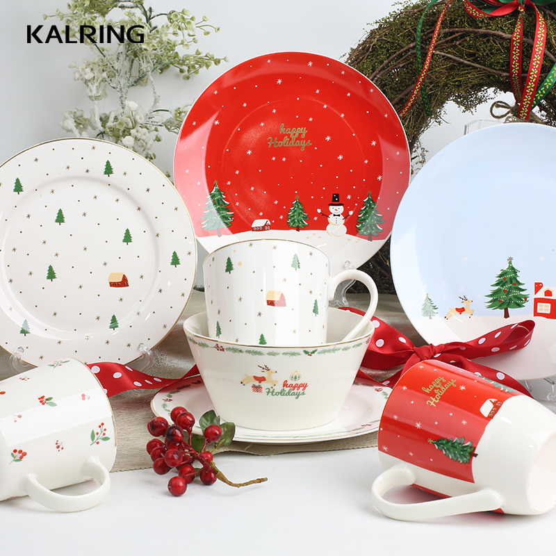 Ceramic Tableware with Christmas design for bulk sales
