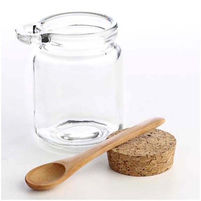 250M Single ear glass jar with cork lid