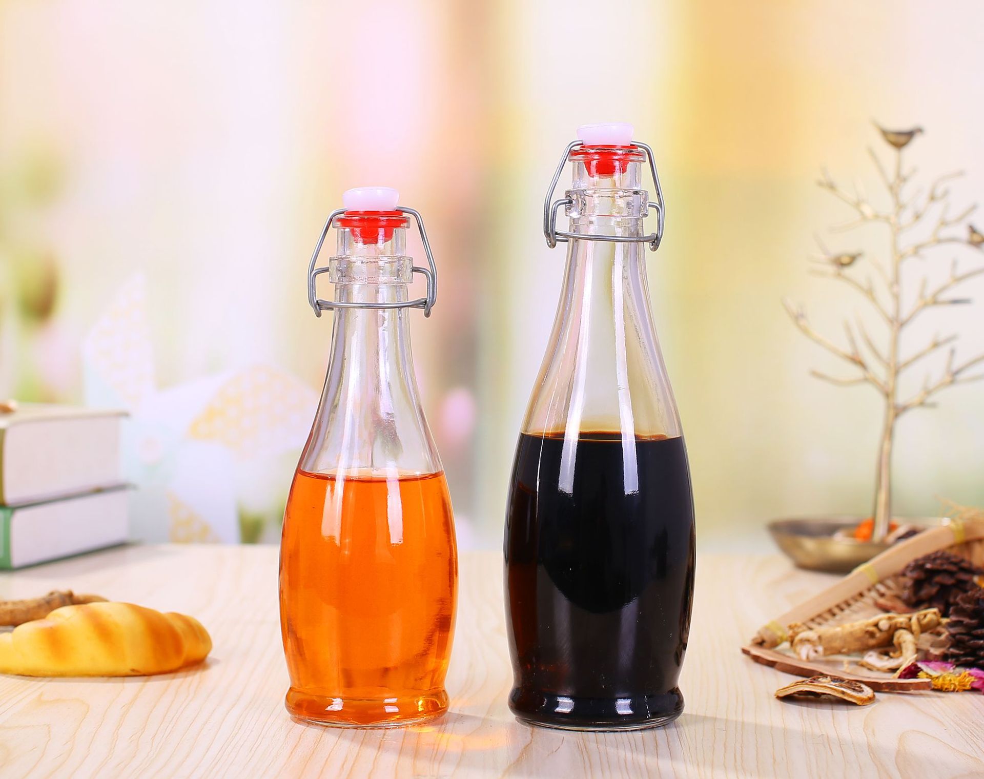 oval shaped kitchen oil bottle glass soy souce bottle