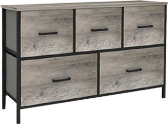 Wide Storage Dresser with 5 Fabric Drawers