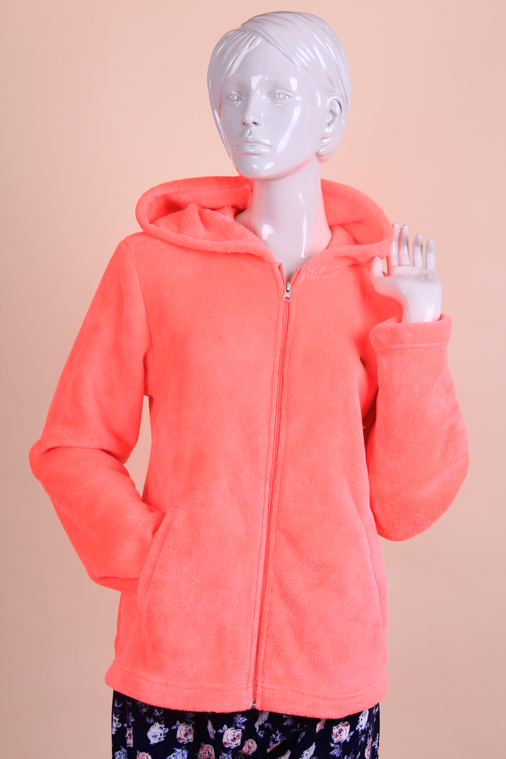 Ladies coral fleece top in neon color